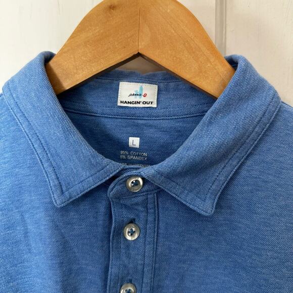 Johnnie-O Men's Polo Shirt Hanging Out Surf Large Blue Chest Pocket Logo Collar - Picture 5 of 7